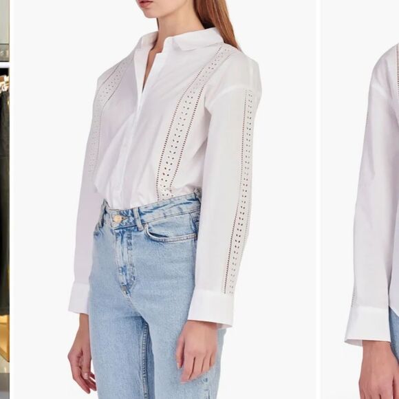 English Factory Eyelet Detail Cotton Button-Up
Shirt L NWT - Picture 4 of 11